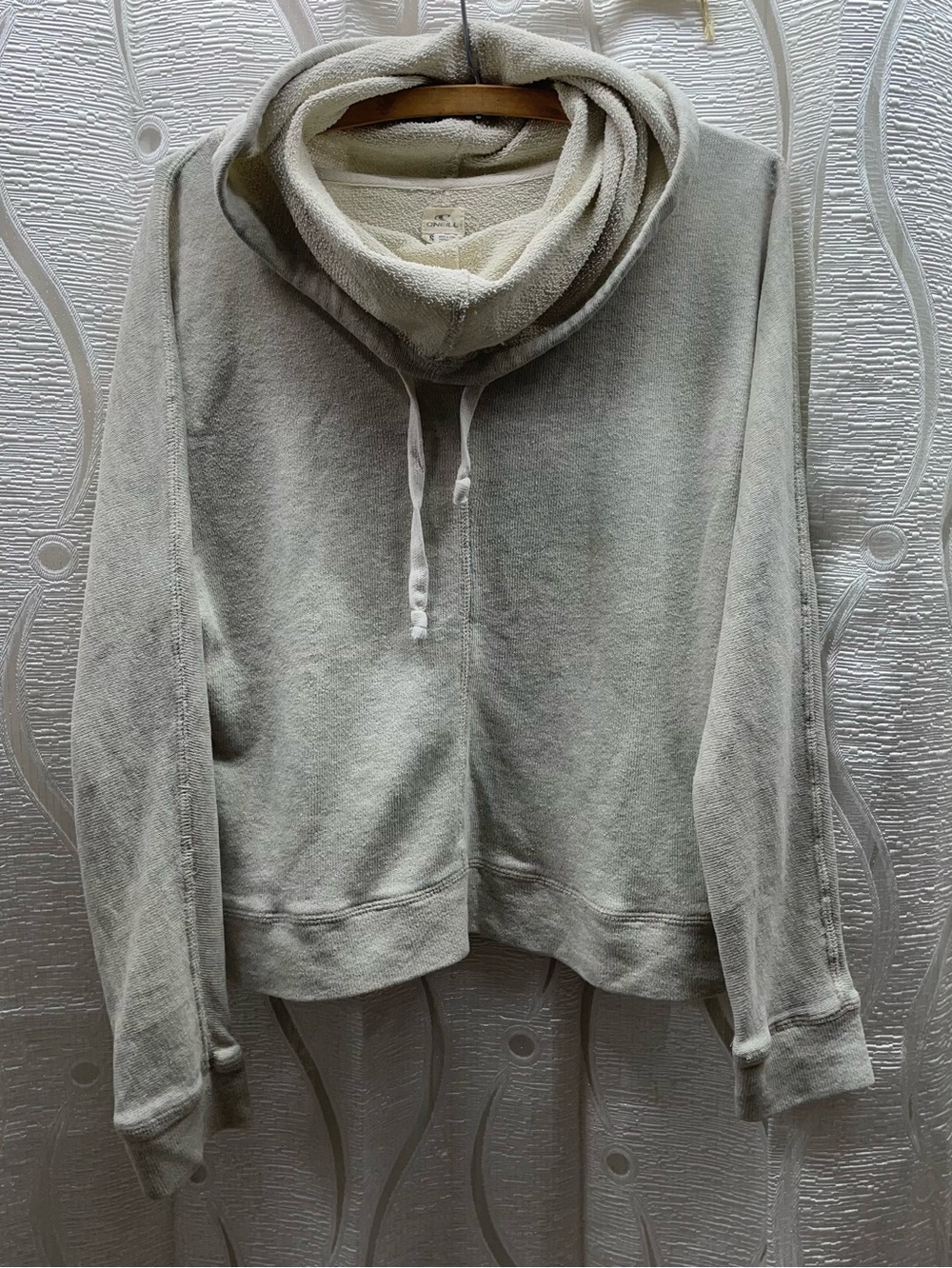 O'Neill Hoodie Womens Small Oatmeal Cowl Neck French Terry‎ Sweatshirt Excellent